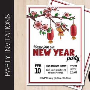 Editable CHINESE NEW YEAR Invitation |  Lunar New Year Invite |  Year of the Dragon | Print or Email Corjl Template 0118