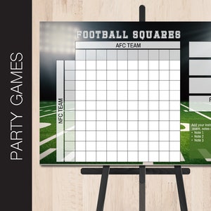 Printable FOOTBALL Squares | Football Boxes Game | 36 x 24 inch | 100 Squares | Printable Corjl Template S027