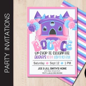 Editable BOUNCE Party Invitation | Bounce House | Jump Party | Kids Party | Inflatable Party | Birthday Party | Print or Email Corjl B213