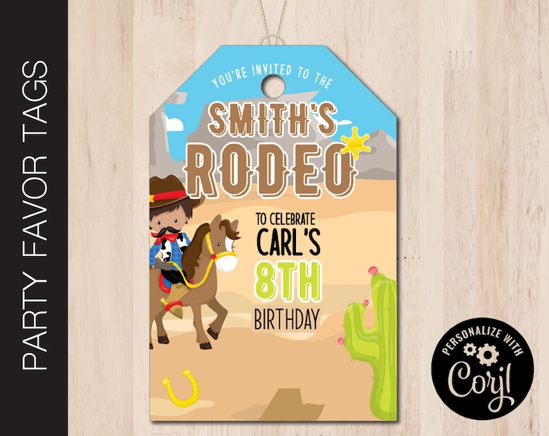 Printable RODEO Party Favor Tags | Party Gift Tag | Goodie Bag Tag ...