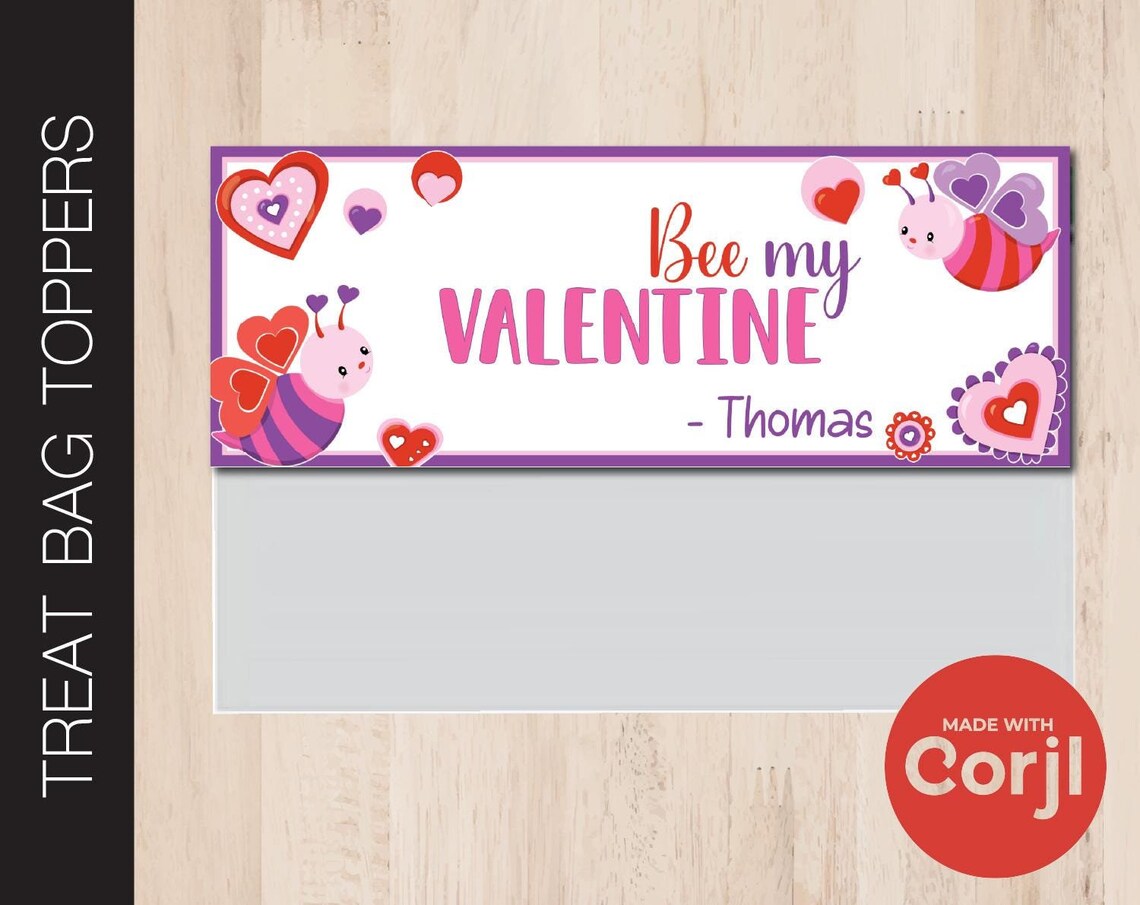 Editable VALENTINES DAY Treat Bag Topper | V-day Candy Bag | Cupid Day ...