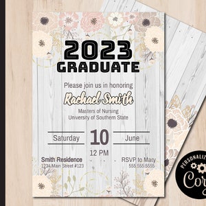 Editable GRADUATION Party Invitation | High School Invite | College Grad | University Grad | Print or Email Corjl Template 0076