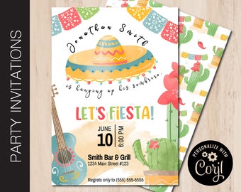 Editable HANGING UP The SOMBRERO Retirement Party Invitation | Retirement Fiesta Invite | Mexican Party | Print or Email Corjl Template 0125