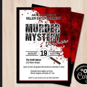 Editable MURDER MYSTERY Dinner Party Invitation | Clue Party | Detective Game Invite |  Print or Email Corjl Template 0067
