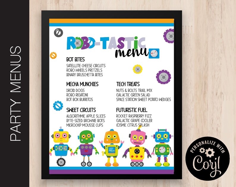 Editable KAWAII BLUE Party Menu | Food Menu | Drink Sign | Concessions ...
