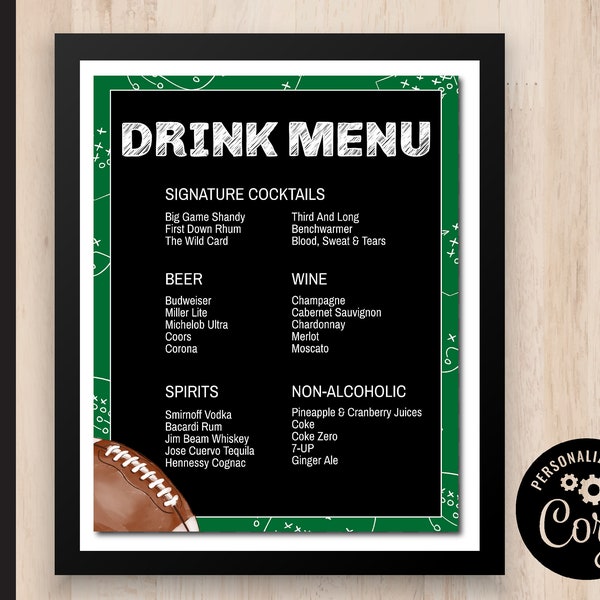 Football Menu Sign Etsy