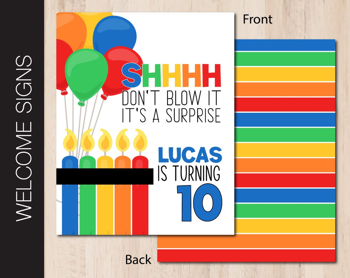 Surprose Signs Editable SURPRISE Party Welcome Sign | Reception Sign | Entrance ...