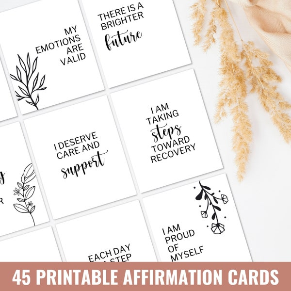 45 Printable Postpartum Affirmations, Positive Affirmation Cards for Moms Experiencing Postpartum Depression, Botanical Mom Affirmations