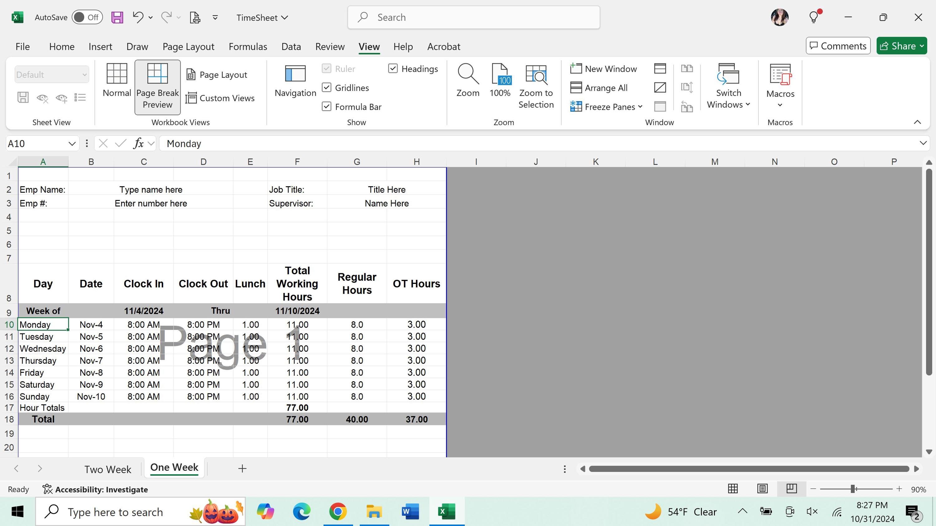 Employee Time Utilization Form.pdf Editable Employee Time Sheet Form: HR Time Tracker (excel and PDF) - Etsy