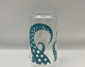 Cthulhu Tentacles Color Changing Cup, Glass Can Cup, Glass Can Tumbler, Glass Libbey Cup, Beer Can Cup, Iced Coffee Cup, Cthulhu Cup
