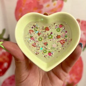 Strawberry Dish | Resin Ring Dish | Handmade Trinket Dish | Heart Shaped Ring Holder | Strawberry Home Decor