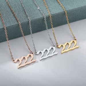 Angel Number Necklaces -  111, 222, 333, 444, 555, 777, 888, 999. Gold, Rose Gold and Silver Angel # necklace
