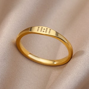 Angel Number Ring -  111, 222, 333, 444, 555, 777, 888, 999. Gold Angel # ring (international shipping)
