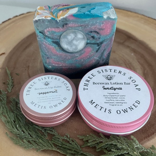 3 Piece Set Market Special Indigenous Owned Cold Process Soap Lip Balm Lotion Bar