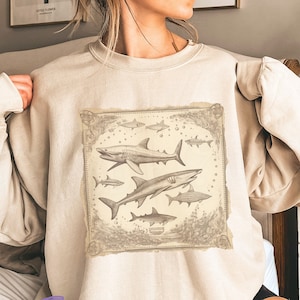 Hai Sweatshirt, Walhai Hoodie, Hai Geschenke für Hai-Liebhaber, Tigerhai Tier Shirt, Goblin Hai Haustier, Natur Diagramm,Hai Pullover