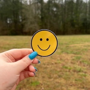 Yellow Smiley Face Sticker - Premium Vinyl