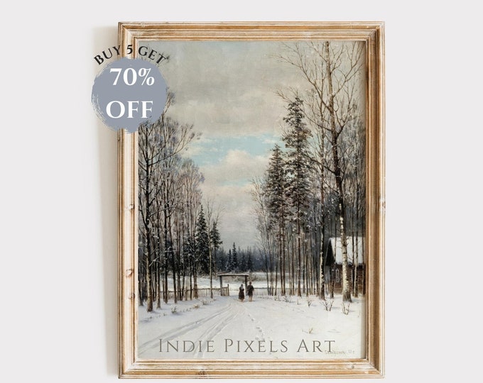 Printable Vintage Art Winter Artful oil Painting Printable Moody Winter Art | Winter Wall Art Farmhouse Decor PRINTABLE Digital Download