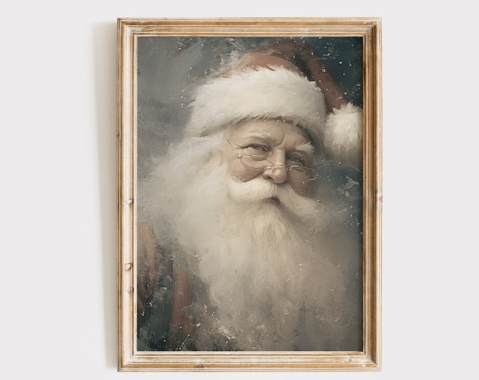 Printable Santa Portrait Moody Santa Art Prints Christmas Vintage Art | Country Farmhouse Holiday Decor PRINTABLE Instant Digital Download