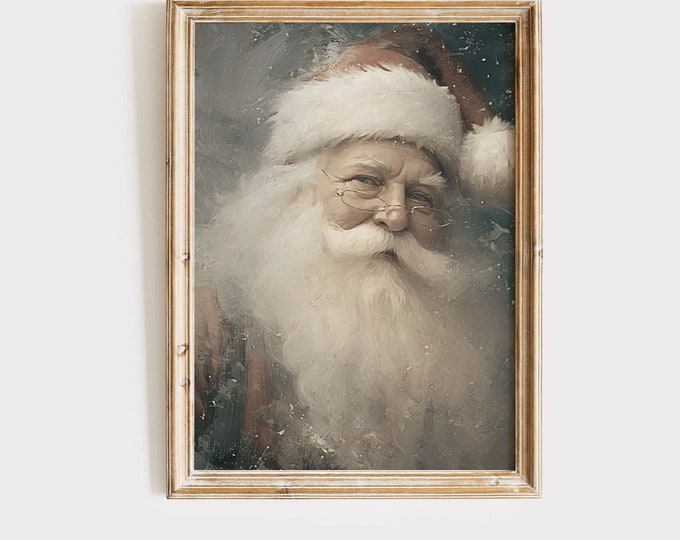 Printable Santa Portrait Moody Santa Art Prints Christmas Vintage Art | Country Farmhouse Holiday Decor PRINTABLE Instant Digital Download