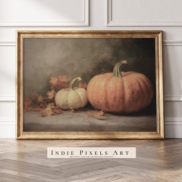 Decoración rústica de la pared de otoño imprimible calabaza bodegón pintura otoño arte vintage otoño pared impresión Halloween otoño decoración Acción de Gracias impresión