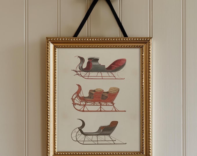 Winter Wall Art Prints Vintage Sleigh Printable Art