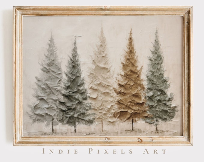 Primitive Christmas Trees Home Decor Digital Print Winter Lodge Landscape Print Holiday Home Decor Pine Forest Digital Download 10
