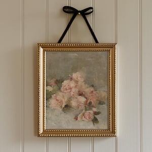 Printable Wall Art Vintage Pink Roses Still Life Painting Pink Girls Room Decor | Vertical Floral Farmhouse Wall Decor Pink Roses