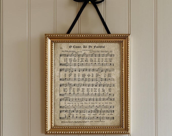 Christmas Prints O Come All Ye Faithful Vintage Christmas Carol Downloadable Art Print Christmas Hymn Sign Printable Rustic Farmhouse Decor