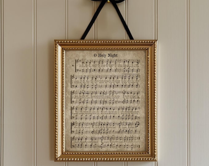 Christmas Prints O Holy Night Vintage Christmas Carol Downloadable Art Print Christmas Hymn Sign Printable Rustic Farmhouse Decor