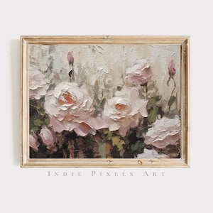 Coquette Room Decor Artful Floral Pink Painting Print Home Decor Neutral Painting Rose Painting Neutral Wall Art Pink Nursery Wall Art