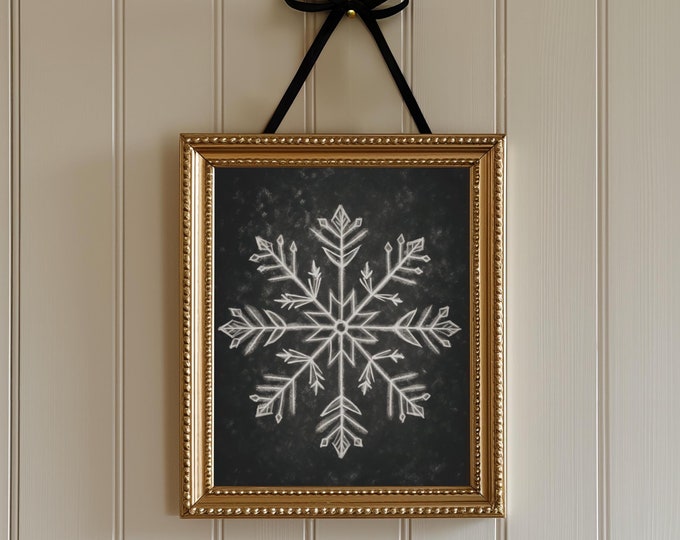 Farmhouse Winter Decor Snowflake Chalkboard Sign Snowflake Print | Instant Download Digital Print Christmas Decor Rustic Holiday Sign