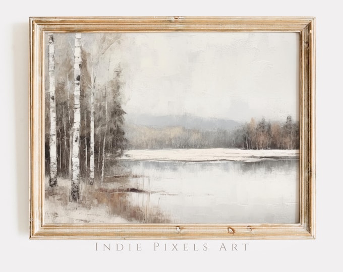 Printable Winter Decor Neutral Art Watercolor Digital Prints Landscape Print Holiday Home Decor Digital Download Neutral Earth Tone Forest