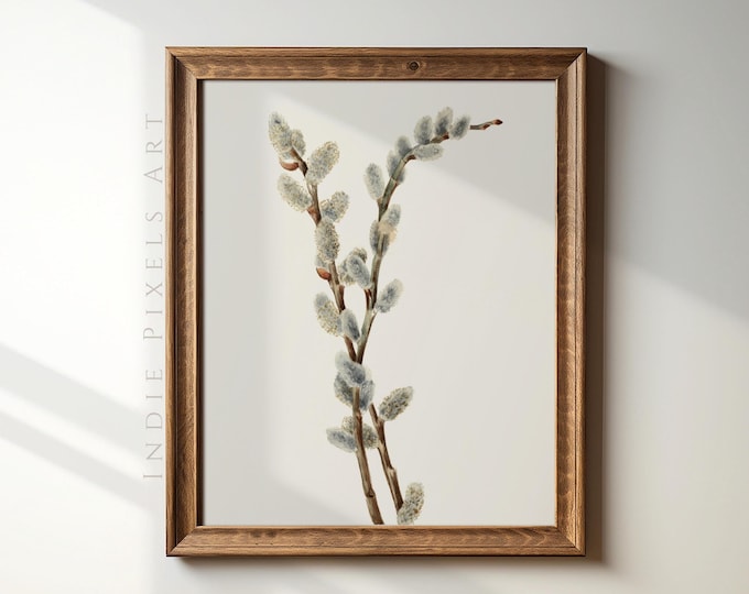 Simple Neutral Wall Art Willow Branch PRINTABLE Vintage Botanical Digital Art Prints | Vintage Cottage Decor Minimalist Farmhouse Decor