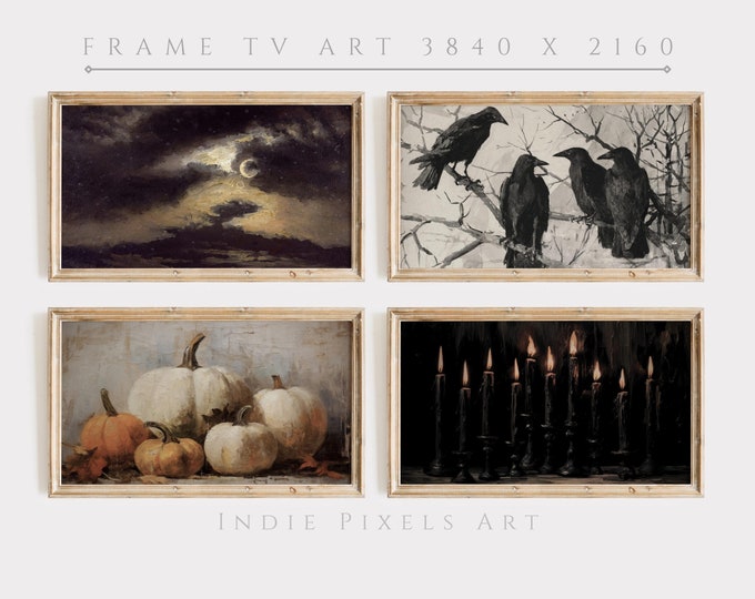 Rustic Fall Pumpkins Halloween Art Set for Samsung Frame TV Halloween Decor | Digital Download Art for Samsung Frame TV Art Instant Download