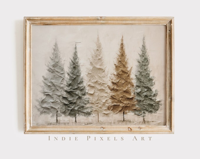 Primitive Pine Trees Home Decor Digital Print Rustic Fall Lodge Landscape Print Woodsy Home Decor Pine Forest Printable Digital Download
