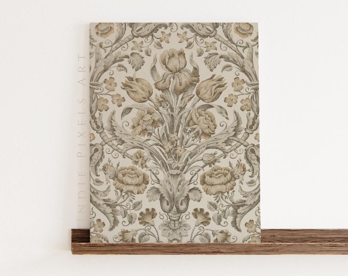 Neutral Textile Wall Art Vintage Textile Print Rustic Neutral Wall Art Vintage Beige Brown Farmhouse Tapestry Printable Antique Textile Art