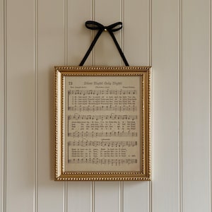 Vintage Silent Night Christmas Carol Print, Rustic Holiday Decor (Digital Download)