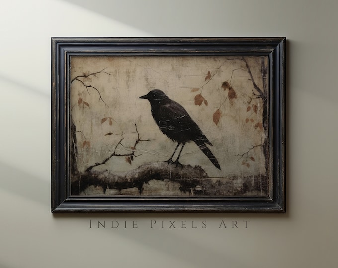 Crows Digital Prints Halloween Digital Download Raven Art Corvidcore Dark Aesthetic Halloween Digital blackbirds Painting for Halloween