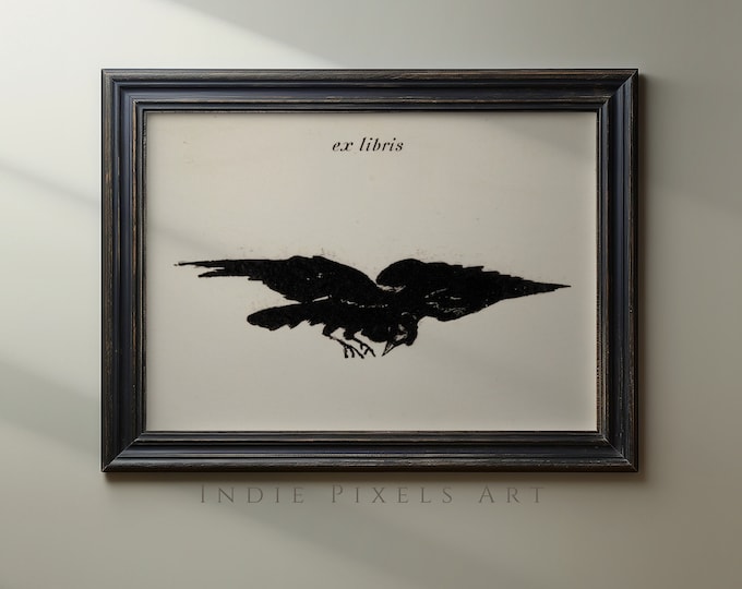 Halloween Decor Vintage Raven Digital Print Moody Dark Academia Printable Art Edgar Allan Poe Gothic Halloween Digital Download