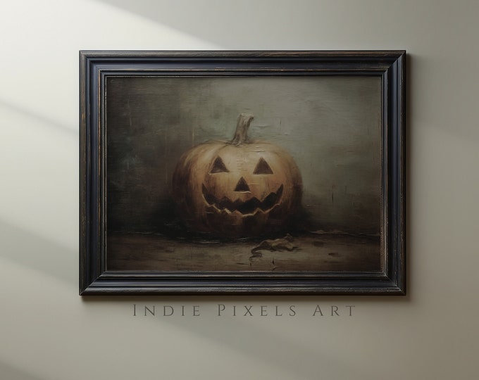 Jack O Lantern Halloween Digital Print, Halloween Wall Art Digital Download, Primitive Halloween Prints