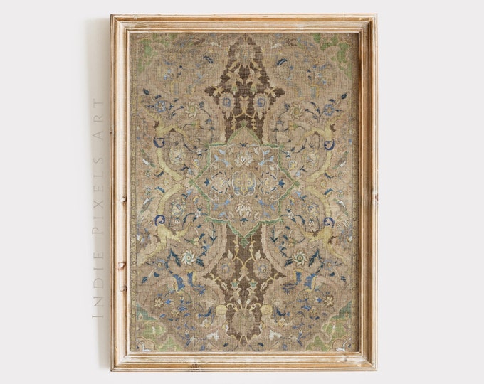 Neutral Tapestry Wall Art Vintage Textile Print Rustic Fall Wall Art Vintage Beige Brown Farmhouse Tapestry Printable Autumn Wall Decor