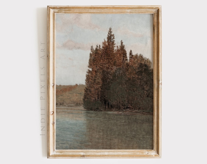 Printable Wall Art Vintage Fall Landscape Digital Print VERTICAL Vintage Autumn Wall Art Countryside Painting Farmhouse Decor Digital Print