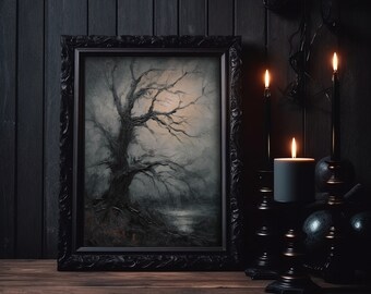 Spooky Halloween Tree Printable | Vintage Style Dark Academia Decor (Digital Download)