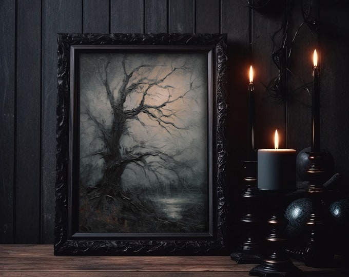 Printable Halloween Decor Spooky Tree Moody Halloween Vintage Style Halloween Dark Academia Printable Decor Wicked Halloween Decor