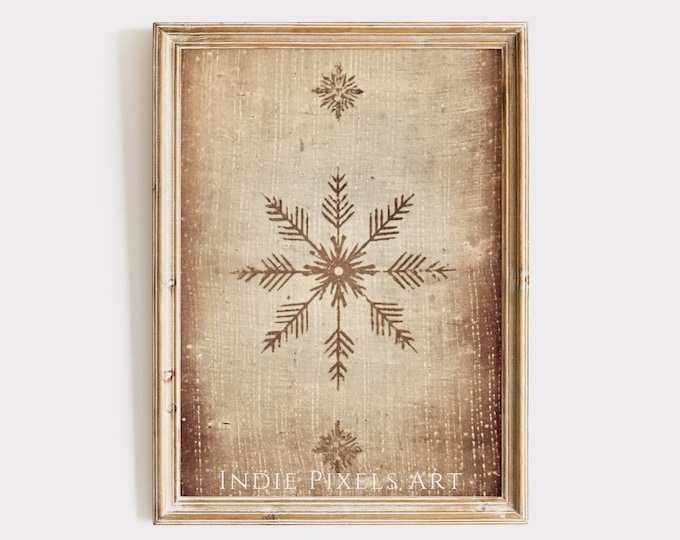 Nordic Snowflake Christmas Tapestry Print Rustic Fall Wall Art Vintage Style Tapestry Printable Winter Wall Decor Print