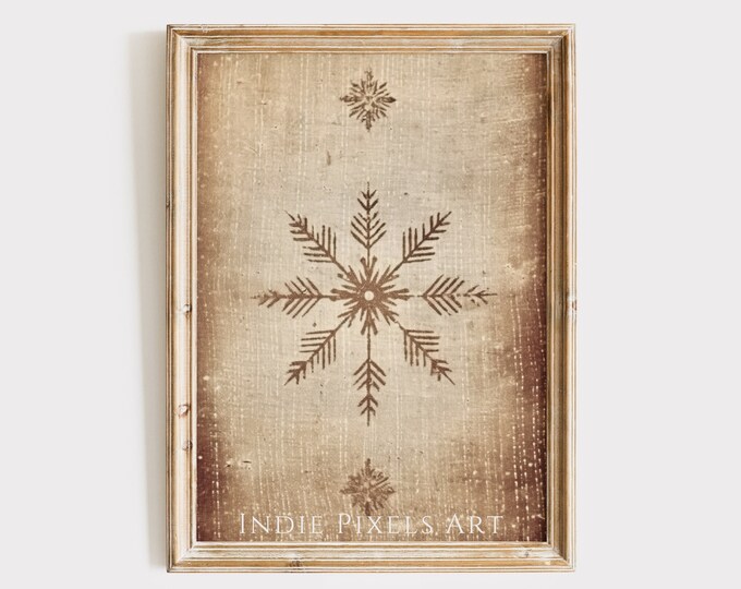 Nordic Snowflake Textile Wall Art Christmas Tapestry Print Rustic Fall Wall Art Vintage Style Tapestry Printable Winter Wall Decor Print