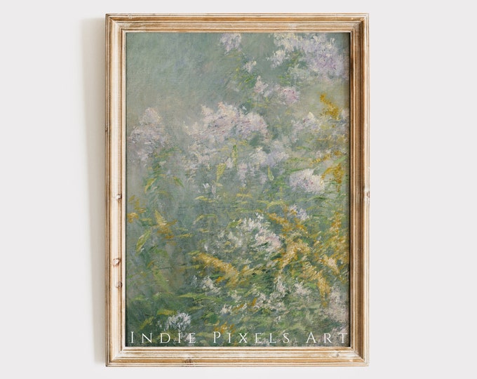 Printable Spring Art Vintage Abstract Flowers Painting  | Vintage Flowers Oil Painting PRINTABLE Green Art Vintage Digital Downloadable Gift