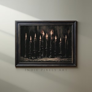 Druckbare Halloween-Dekor Schwarze Kerzen Vintage Style Halloween Moody Dark Academia Wandkunst Goblincore Aesthetic Witchcore Digitaldrucke