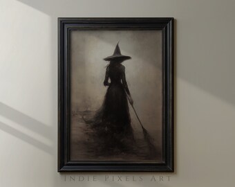 Spooky Witch Art Print | Gothic Halloween Wall Decor (Digital Download)