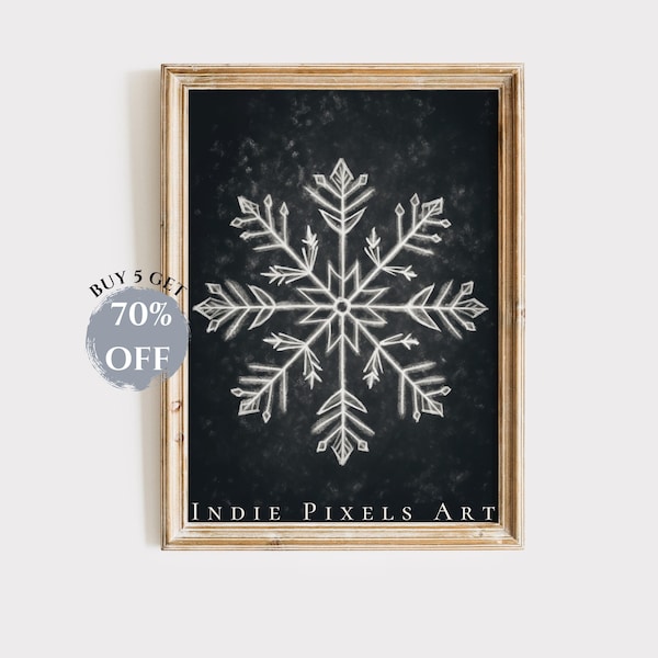 Black Christmas Decor Christmas Chalkboard Sign Snowflake Print | Instant Download Digital Print Christmas Decor Rustic Holiday Sign